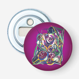 Bloemen, met paarse achtergrond button flesopener