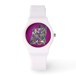 Bloemen met paarse achtergrond horloge