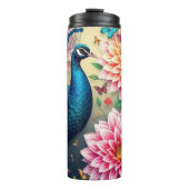Bloemen met pauw ontwerp thermosbeker (Voorkant)