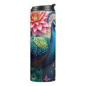 Bloemen met pauw ontwerp thermosbeker (Gedraaid links)