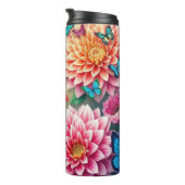 Bloemen met pauw ontwerp thermosbeker (Geroteerd rechts)