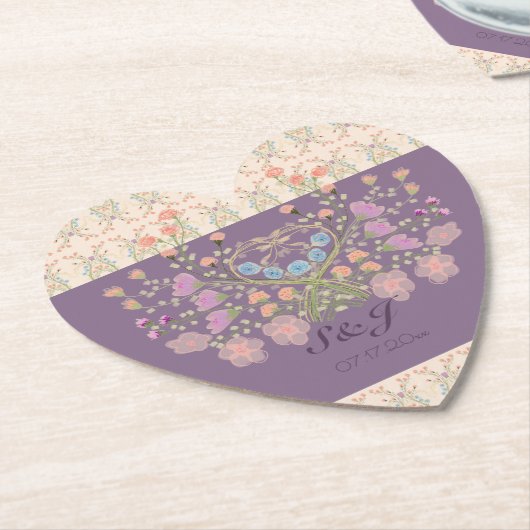 Bloemen met pruim kartonnen onderzetters (Gekanteld)