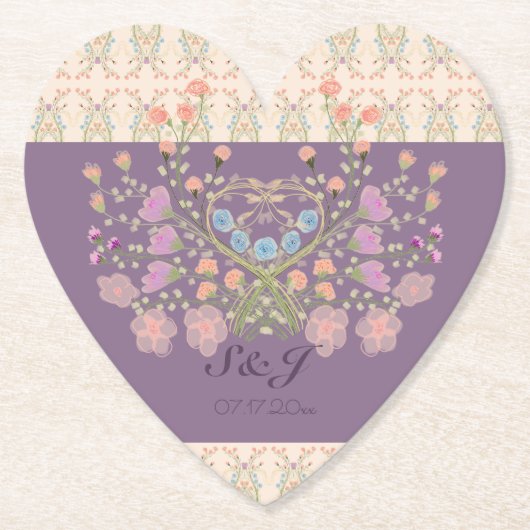 Bloemen met pruim kartonnen onderzetters (Voorkant)