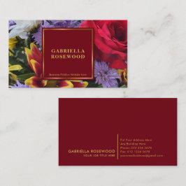 Bloemen met rood vierkant goud Lijst Visitekaartje
