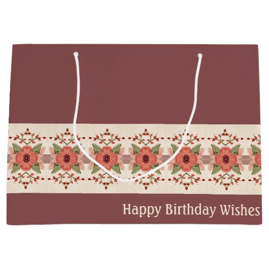 Bloemen met roze en perzik groot cadeauzakje (Voorkant)