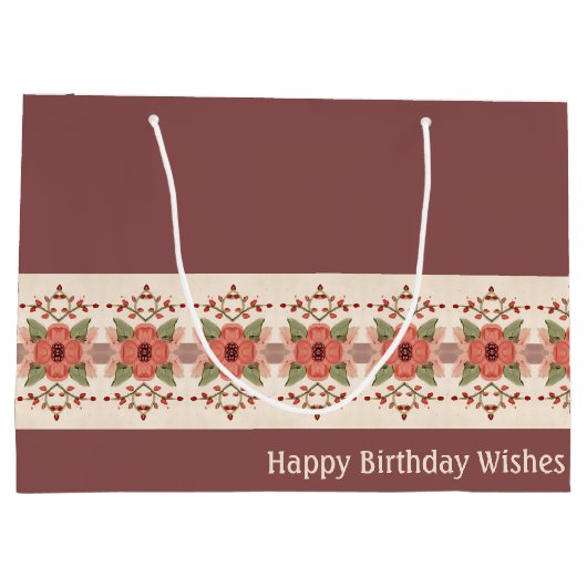 Bloemen met roze en perzik groot cadeauzakje (Achterkant)