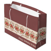 Bloemen met roze en perzik groot cadeauzakje (Achterkant Gekanteld)