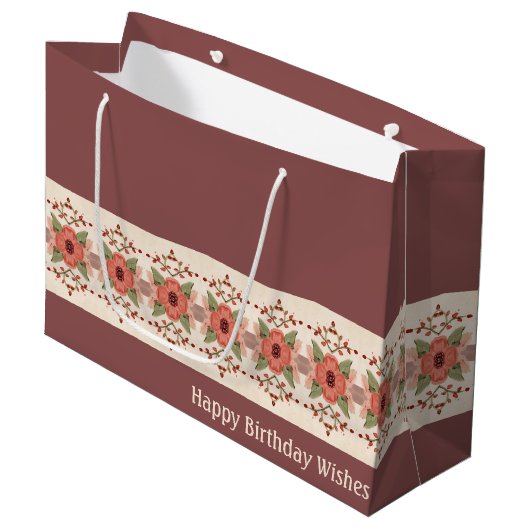 Bloemen met roze en perzik groot cadeauzakje (Voorkant Gekanteld)