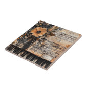 Bloemen met rustieke pianotoetsen en verouderde mu tegeltje (Zijkant)