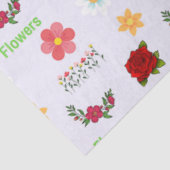 Bloemen met tekstpatroon op grijs tissuepapier (Detail)