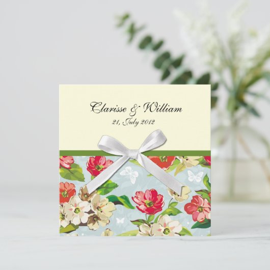 Bloemen met uitnodiging voor weduwen (Staand voorkant)