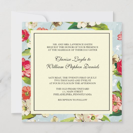 Bloemen met uitnodiging voor weduwen (Achterkant)