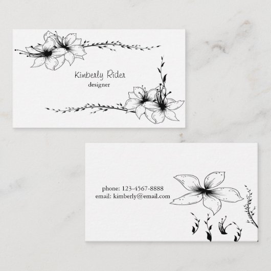 Bloemen met vijf bloemblaadjes visitekaartje (Voorkant / Achterkant)