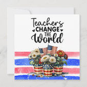 Bloemen met vlag van Amerika voor leraar Bedankkaart (Voorkant)