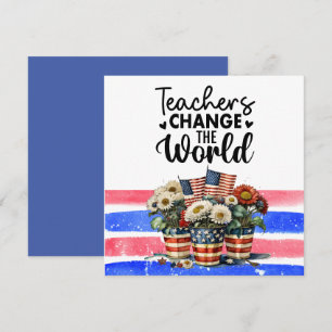 Bloemen met vlag van Amerika voor leraar Bedankkaart