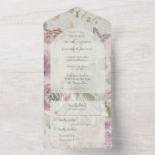 bloemen met vlinder all in one uitnodiging (Binnen)