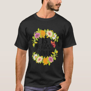 Bloemen met vlinder koppel 15 jaar oud Annivers T-shirt