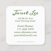 Bloemen met wijn Event Planner Vierkante Visitekaartje (Achterkant)