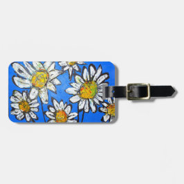 Bloemen met witte pedalen bagagelabel