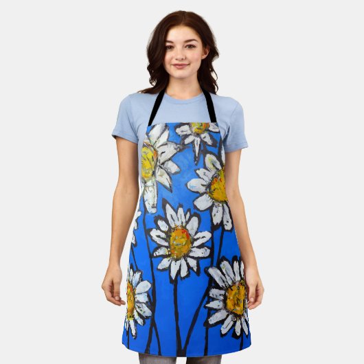 Bloemen met witte pedalen schort (Gedragen)