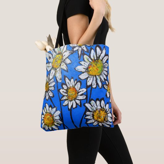 Bloemen met witte pedalen tote bag (Dichtbij)