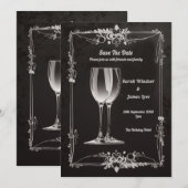 Bloemen Met Zilveren Champagne Toast Kaart (Voorkant / Achterkant)