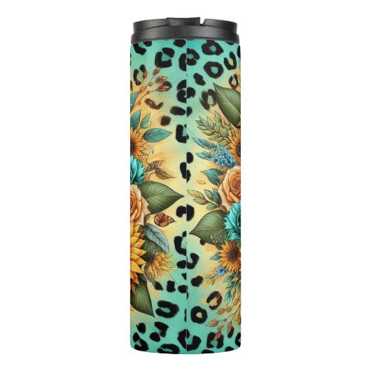 Bloemen met zonnebloemen en Rozen voor mama Thermosbeker (Achterkant)