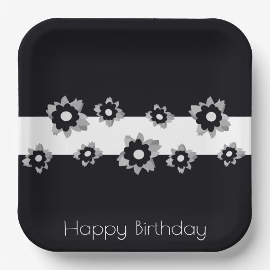 Bloemen met zwart en wit papieren bordje (Voorkant)