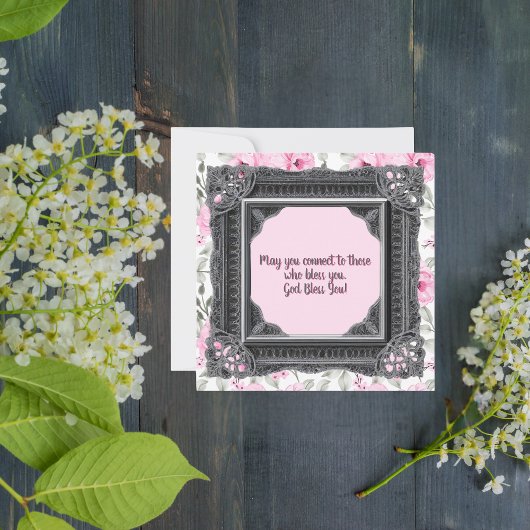 Bloemen met zwart Lijst Feestdagenkaart