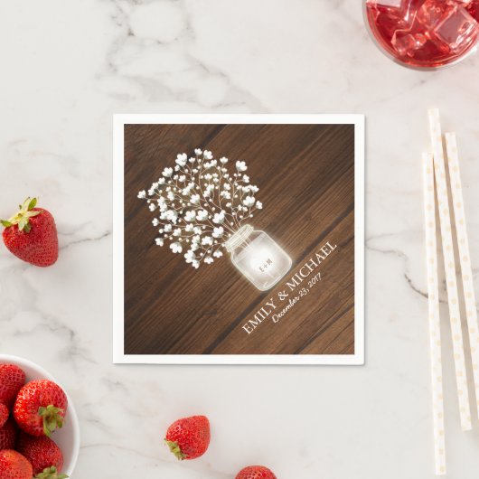 Bloemen metselaar pot rustieke bruiloft servet (Insitu)