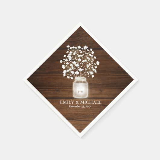 Bloemen metselaar pot rustieke bruiloft servet (Hoek)