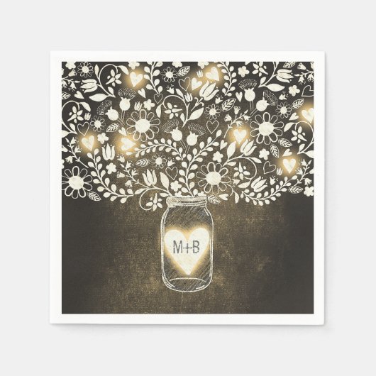 bloemen metselaar potje geel bruiloft papieren ser servetten (Voorkant)