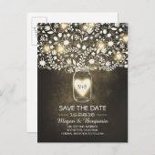 Bloemen metselaarpot geel rustiek save de datum aankondigingskaart (Voorkant / Achterkant)