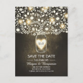 Bloemen metselaarpot geel rustiek save de datum aankondigingskaart (Voorkant)