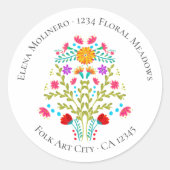 Bloemen Mexicaans Fiesta Bloemen Wit Adres Ronde Sticker (Voorkant)