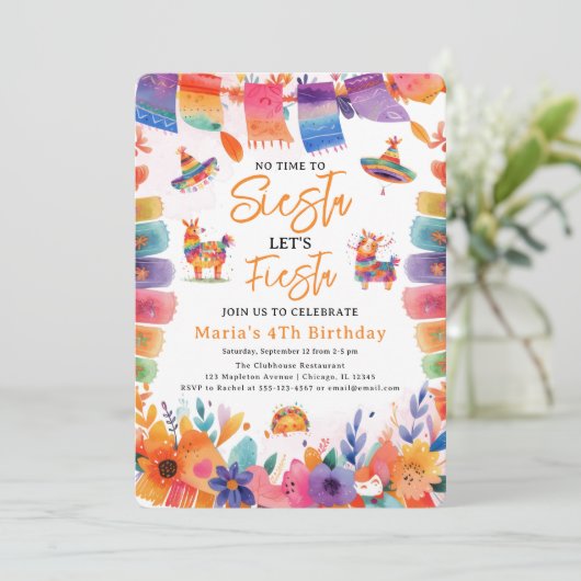 Bloemen Mexicaans, Geen tijd om Siesta Verjaardags Kaart (Staand voorkant)