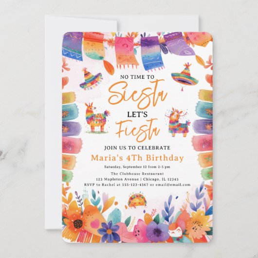 Bloemen Mexicaans, Geen tijd om Siesta Verjaardags Kaart (Voorkant)