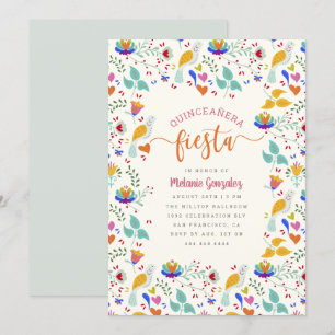 Bloemen Mexicaanse borduurwerk Quinceañera Fiesta Kaart