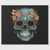 Bloemen Mexicaanse schedel Dag van de Dode Dia De  Cadeaupapier (Vlak)