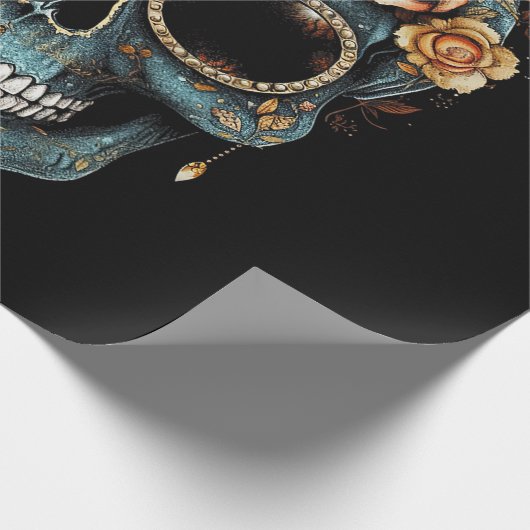 Bloemen Mexicaanse schedel Dag van de Dode Dia De  Cadeaupapier (Hoek)