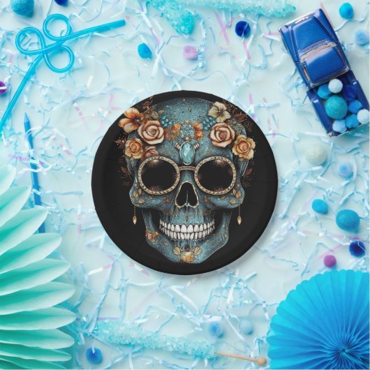 Bloemen Mexicaanse schedel Dag van de Dode Dia De Papieren Bordje (Feest)