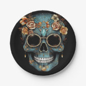 Bloemen Mexicaanse schedel Dag van de Dode Dia De  Papieren Bordje (Voorkant)