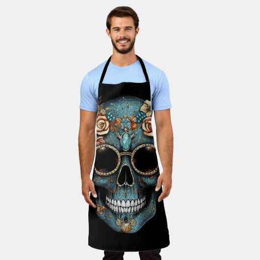 Bloemen Mexicaanse schedel Dag van de Dode Dia De  Schort (Gedragen)