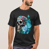 Bloemen Mexicaanse schedel Dag van de Dode Dia De  T-shirt (Voorkant)