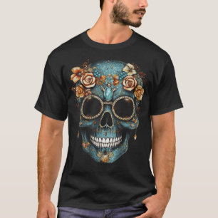 Bloemen Mexicaanse schedel Dag van de Dode Dia De T-shirt