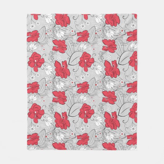  Bloemen Mid Century 40s Style Bed Throw Fleece Deken (Voorkant)