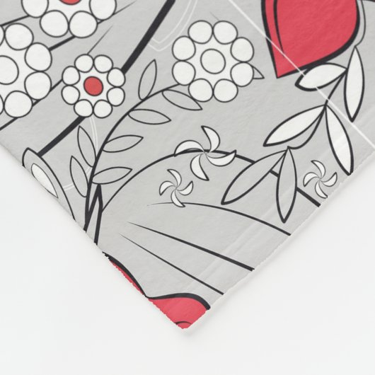  Bloemen Mid Century 40s Style Bed Throw Fleece Deken (Hoek)