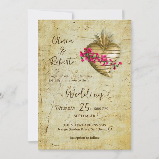  Bloemen Milagro Hart Mexicaanse bruiloft Kaart (Voorkant)