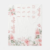 Bloemen Milestone Deken Meisje Rozen Rozen Baby Mo (Voorkant)