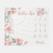 Bloemen Milestone Deken Meisje Rozen Rozen Baby Mo (Voorkant (Horizontaal))